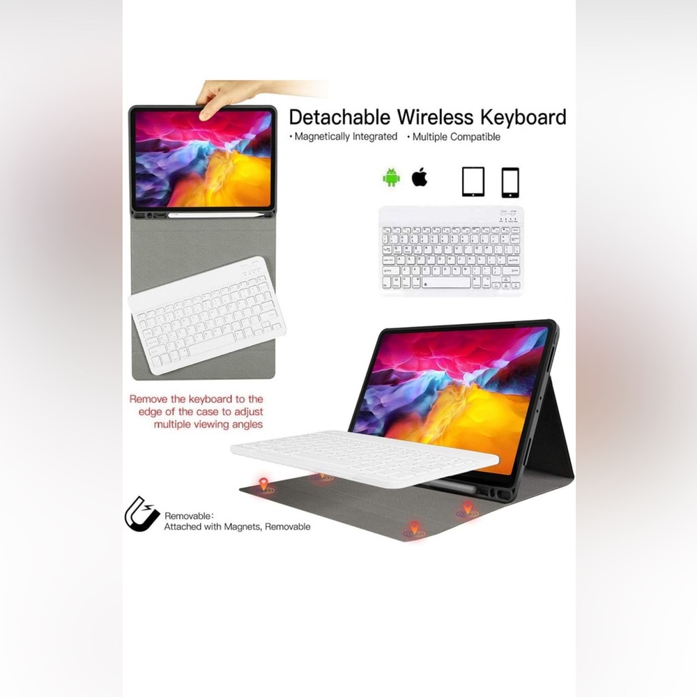 Pad Air 4th 10.9 Keyboard Case Smart Case with Detachable Wireless BT Keyboard